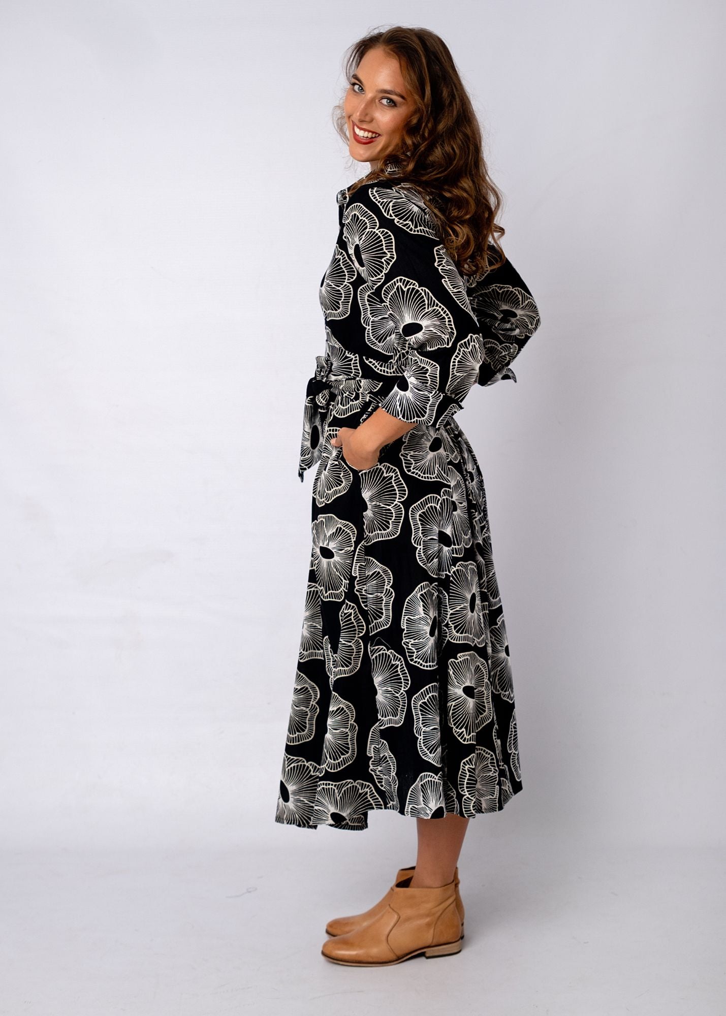 Marigold Shirt Dress in Lunar Petal
