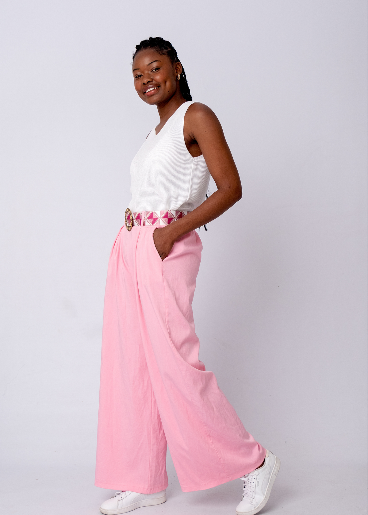 Venetian Wide Leg Pants in Pink