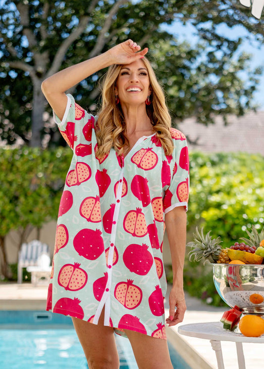 Casa Short Sleeve Sleepshirt , Pomegranate
