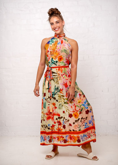 Brooke Dress in Peach Hibiscus