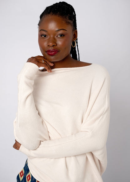 Urban Cozi Asymmetrical Sweater in Cream