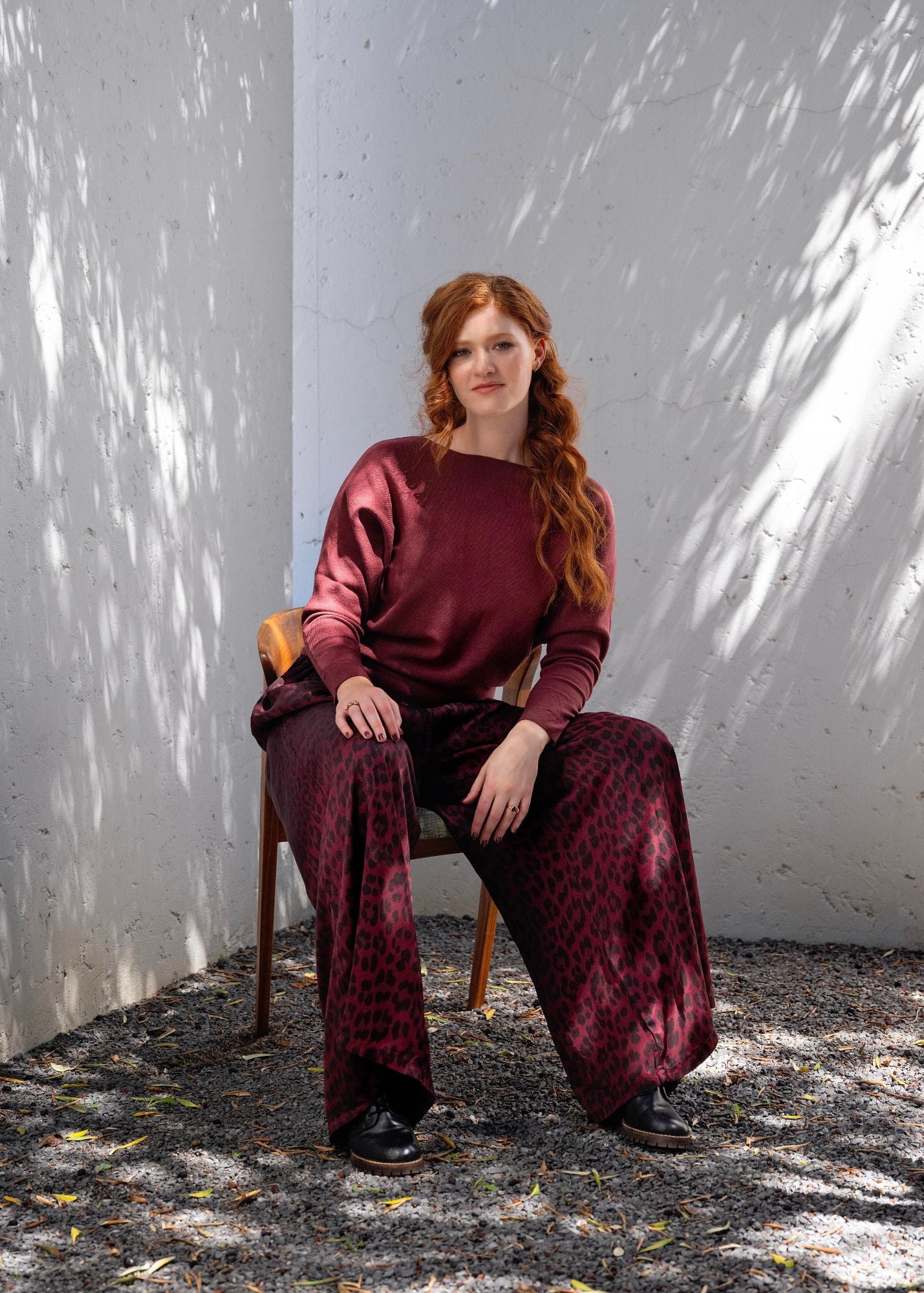 Scoop Neck Knit in Maroon