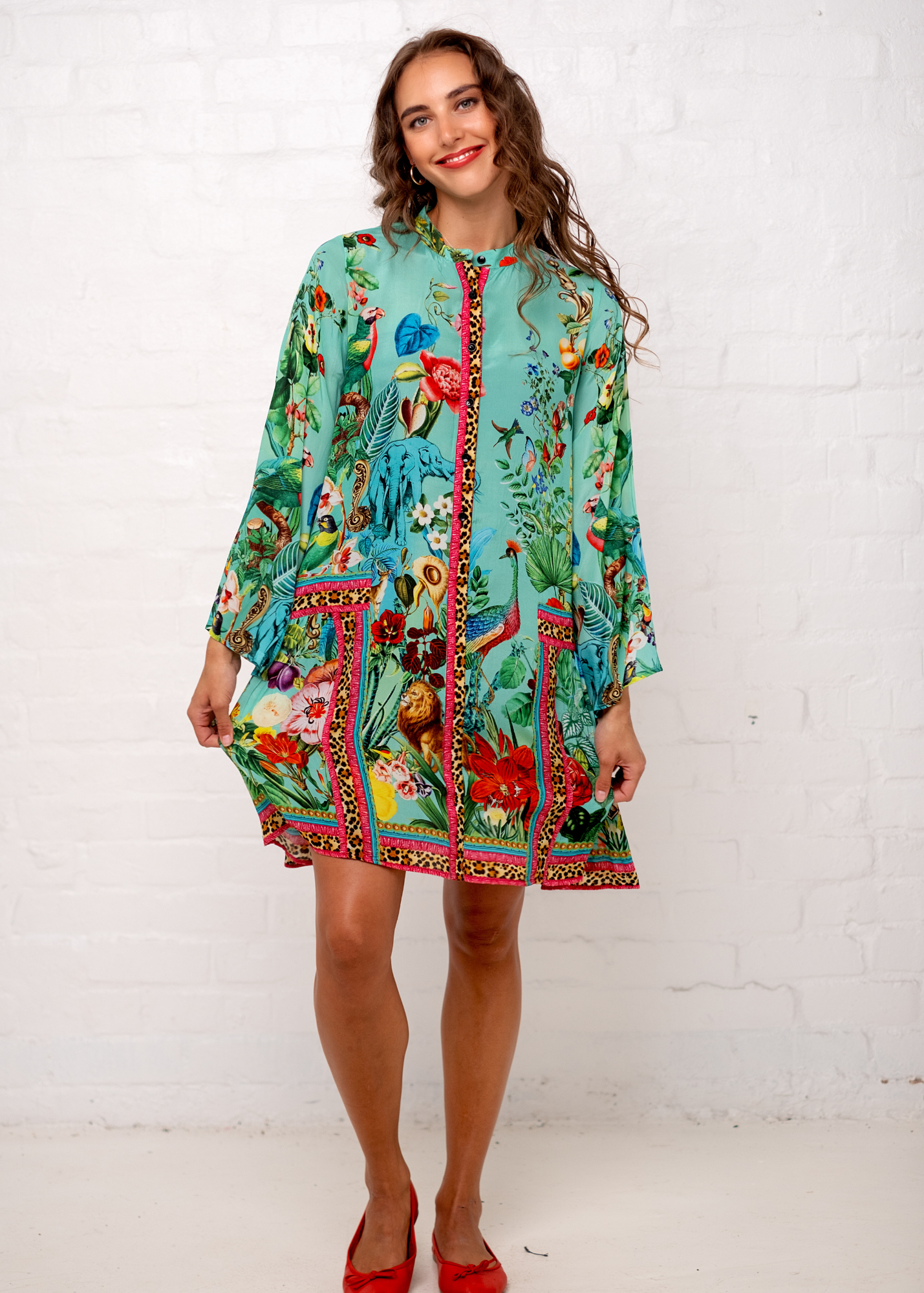 Amalfi Dress in Seagreen Lion