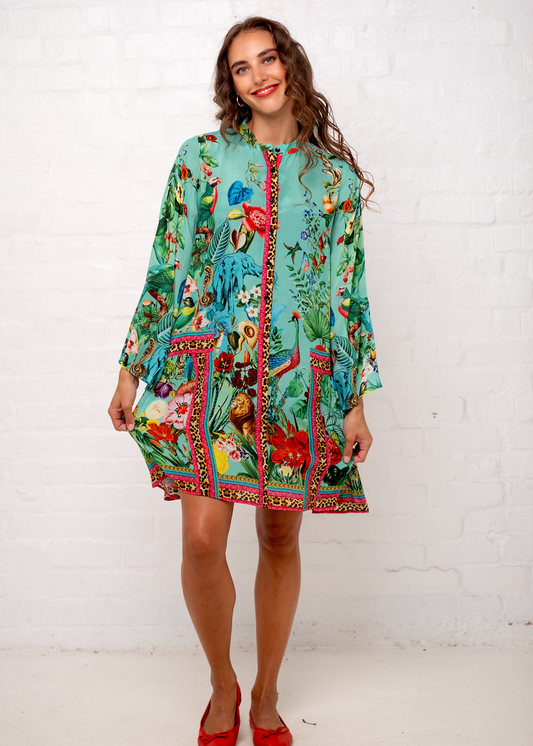 Amalfi Dress in Seagreen Lion