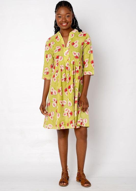 Lee-Ann pleated dress Short, Green Fig