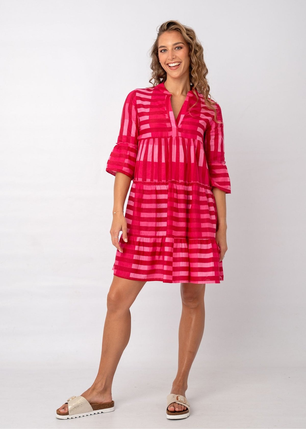 Loretta Dress in Raspberry Check