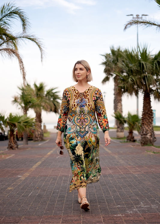 Angelica Dress in Green Safari