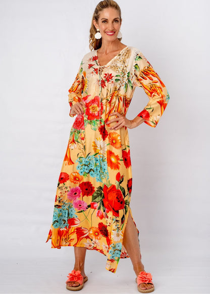 Angelica Dress in Red Roses