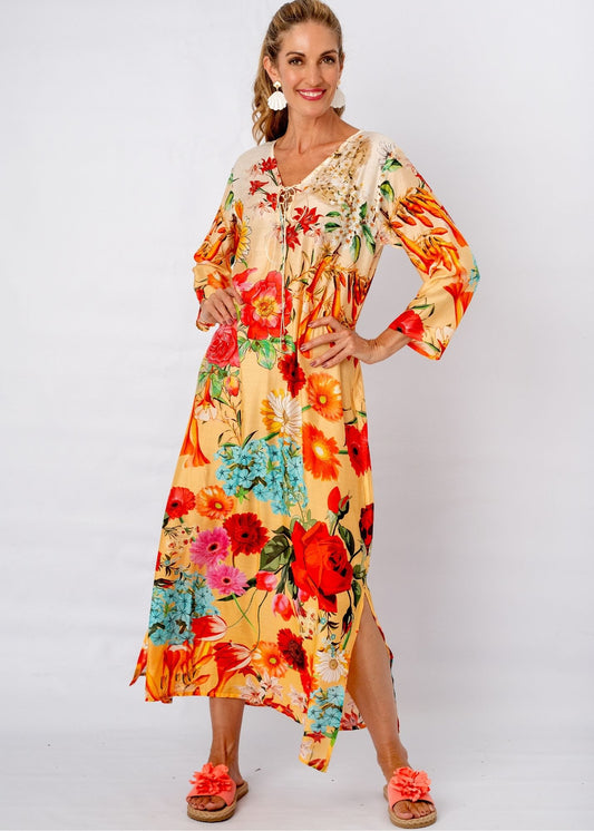 Angelica Dress in Red Roses