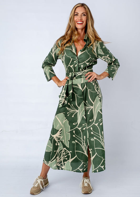 Marigold Dress in Botanical Abstract