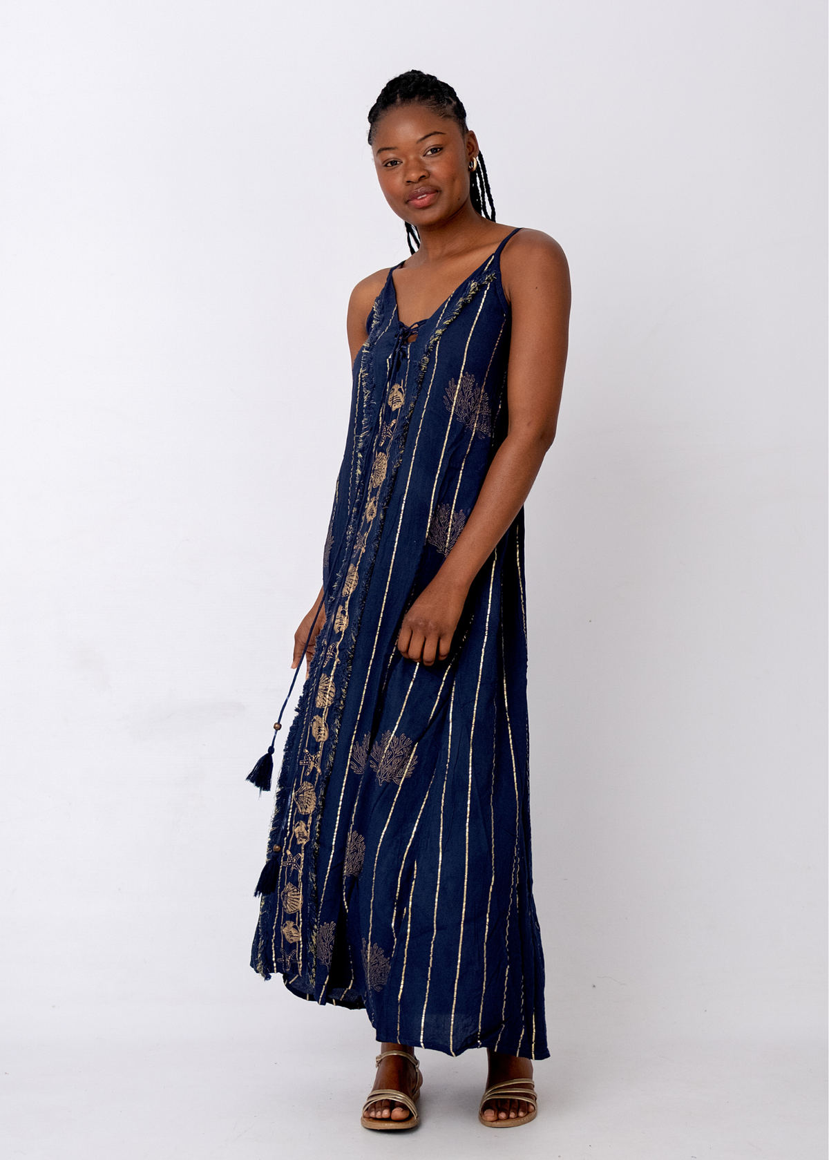 Cannes Seaside Maxi Dress in Midnight Lurex