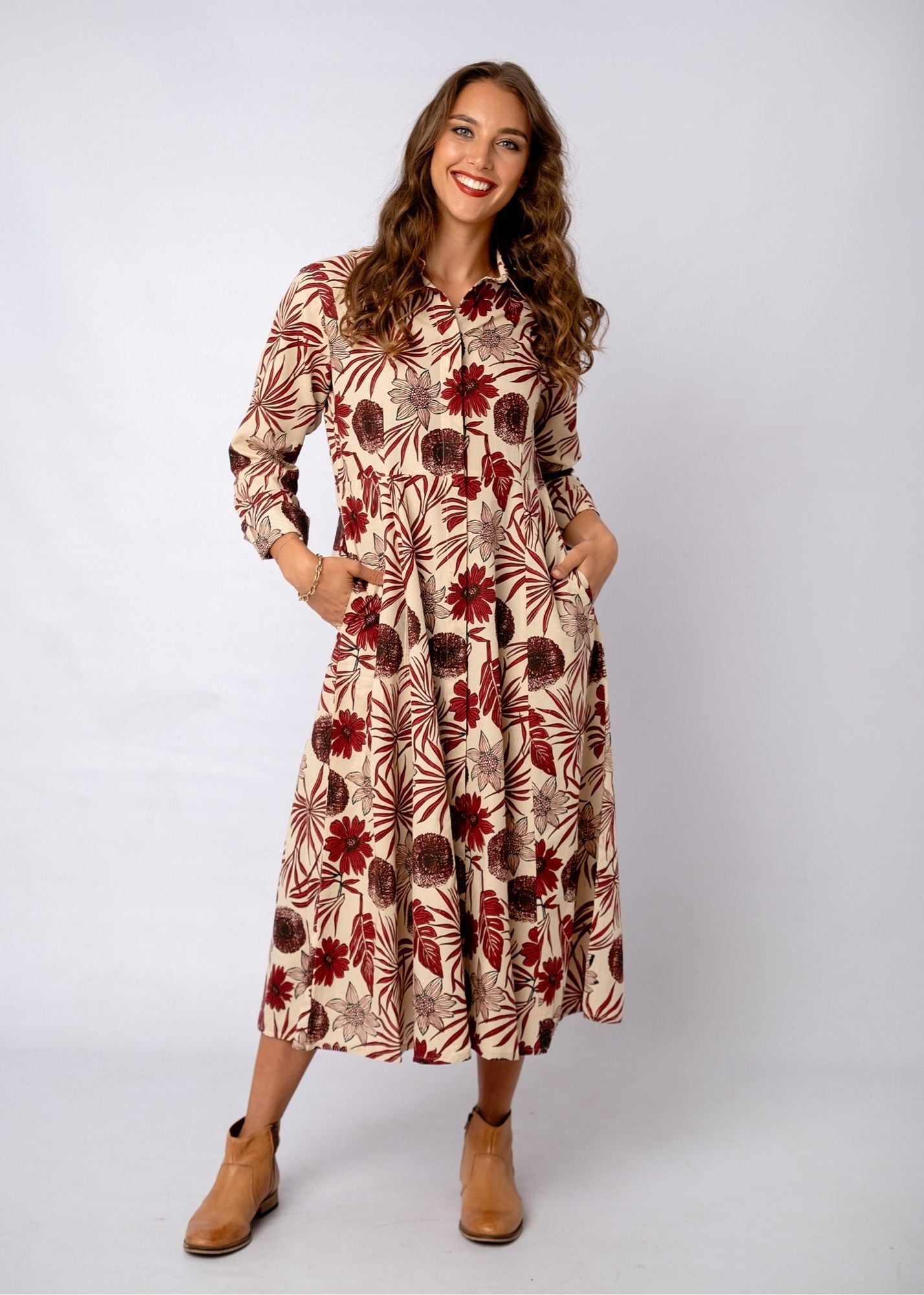 Marigold dress Bordeaux Bloom