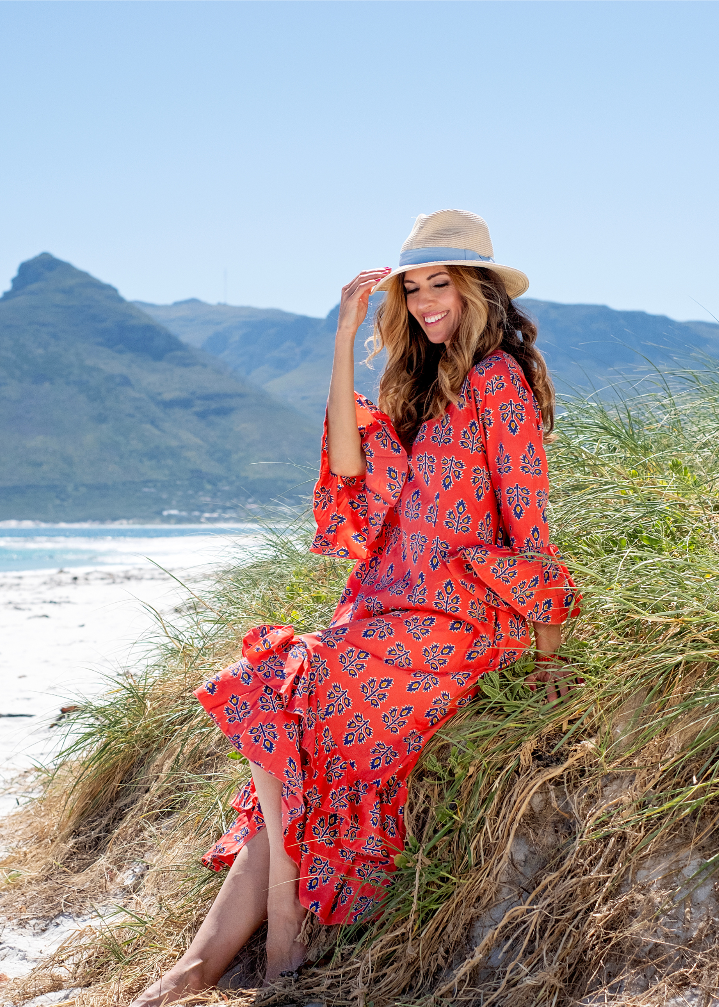 Sally Dress in Dark coral