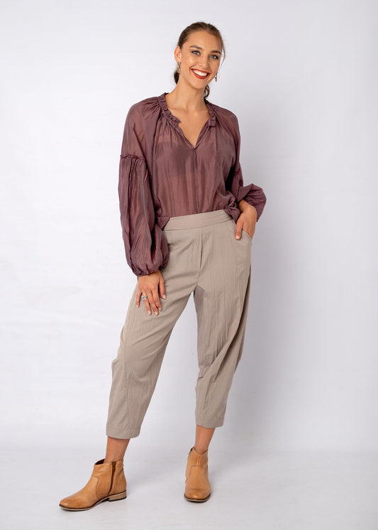 Swann Blouse with Frill  in Bordeaux