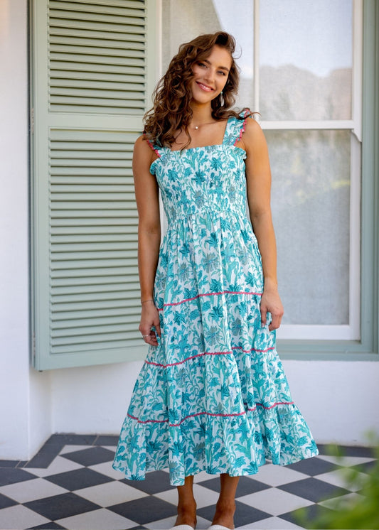 Ariana Dress in Jade Leaves