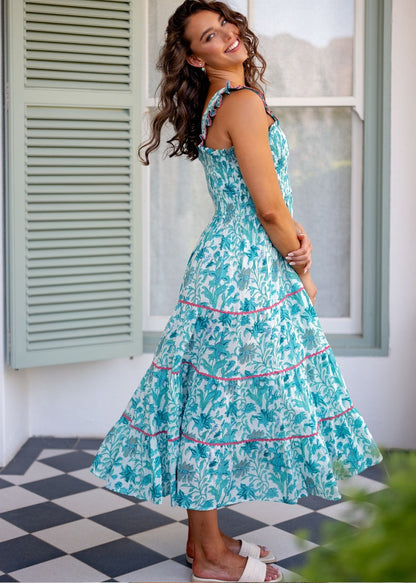 Ariana Dress in Jade Leaves