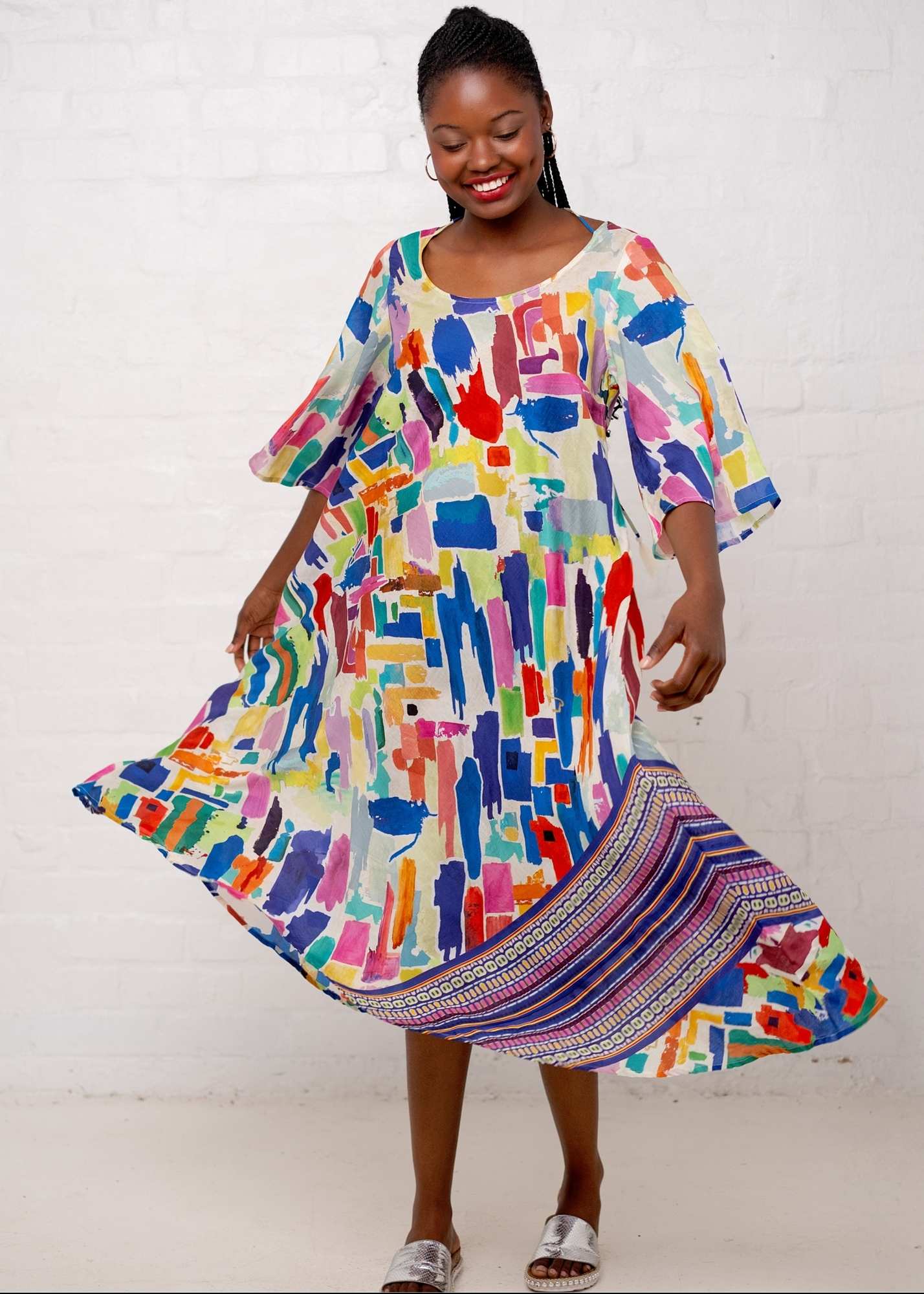 Fiera Dress in Rainbow Paintbrush