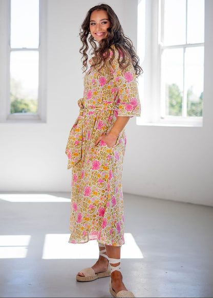 J-LO Dress, Pink Spring Blooms