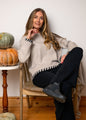 Chunky Knit with contrast Whipstitch in Latte