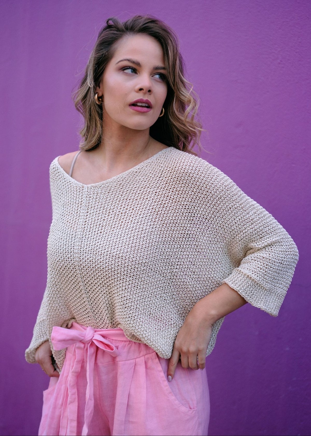 Riviera Summer Knit Top in Timeless Cream