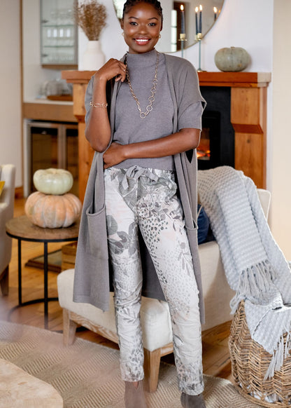 Serengeti Glam Graphic Slouch Pants in Charcoal Safari