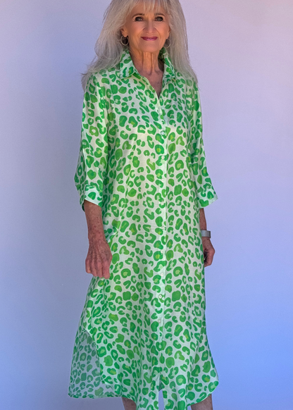 Lindi Dress – Electric Leopard in Lime