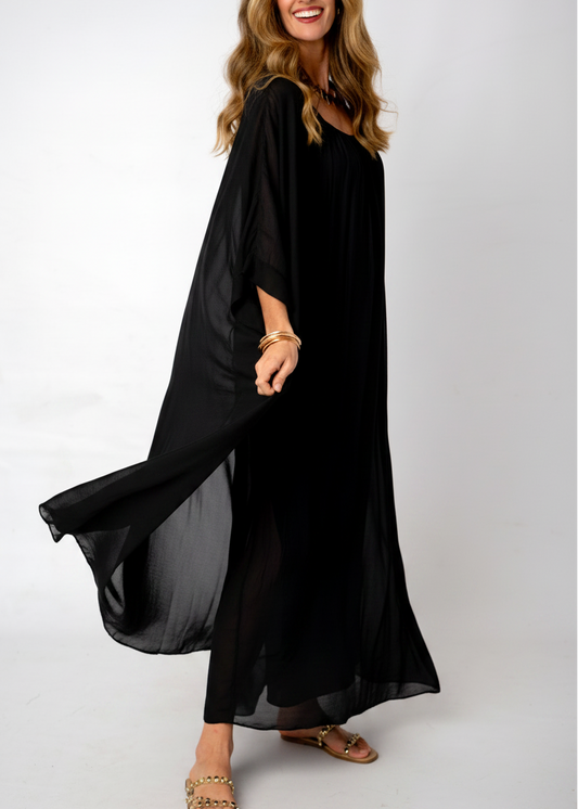 Sophia 100% Silk Flow Cardigan in Midnight Ink
