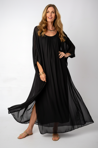 Sophia 100% Silk Flow Cardigan in Midnight Ink