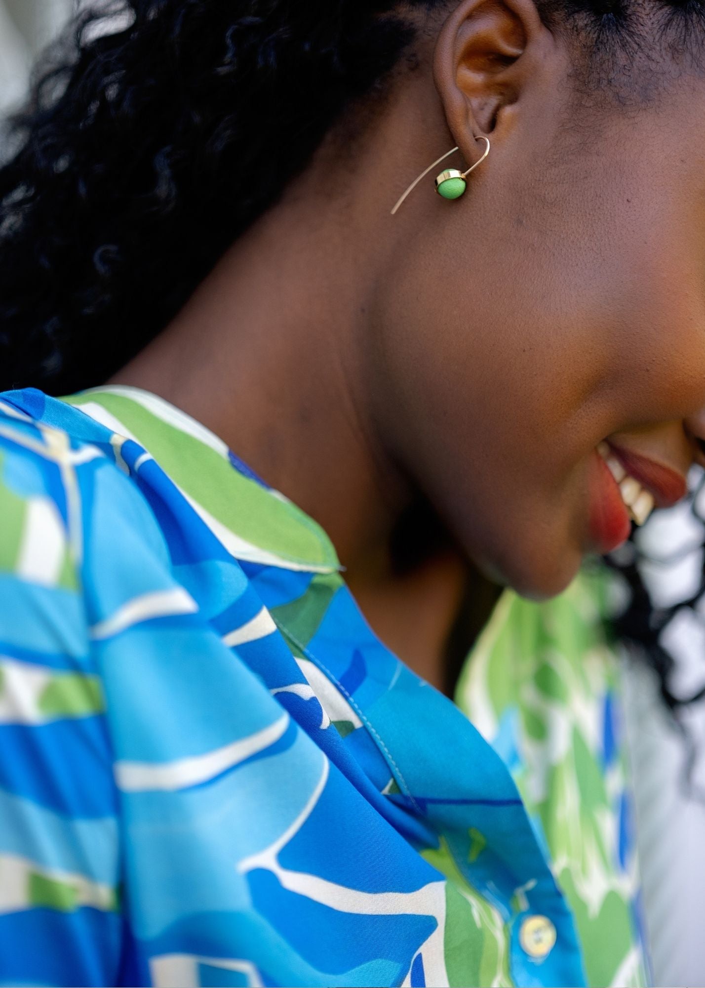 The Zania Cuffed Sleeve in Blue and Green Floral