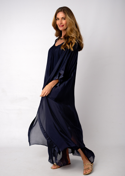 Sophia 100% Silk Flow Cardigan in Midnight Ink