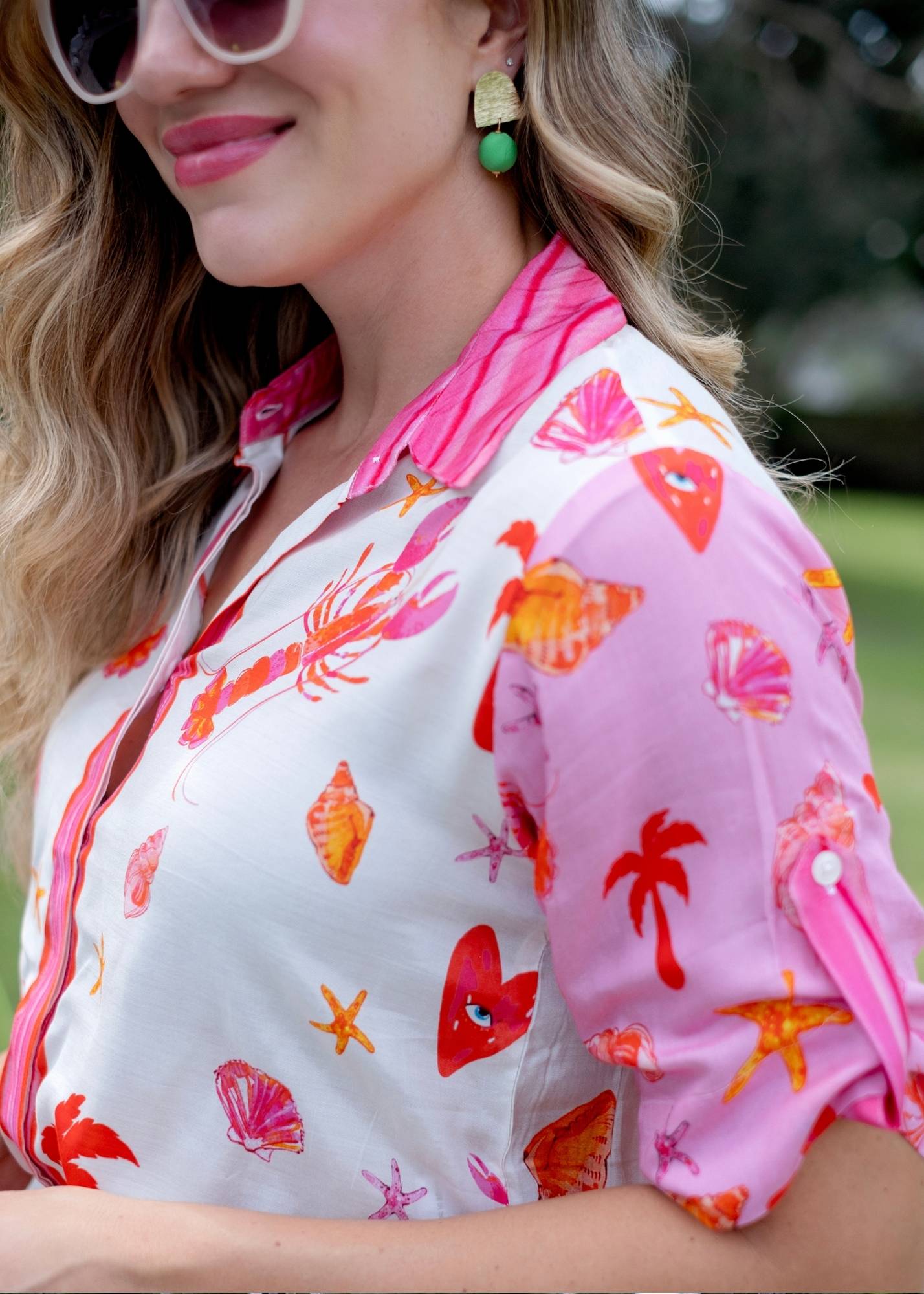 Peony Pants Suit Prawn Print