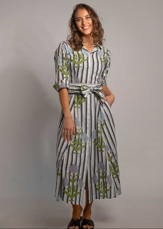 Marigold Dress in Candy Blue Dandelion
