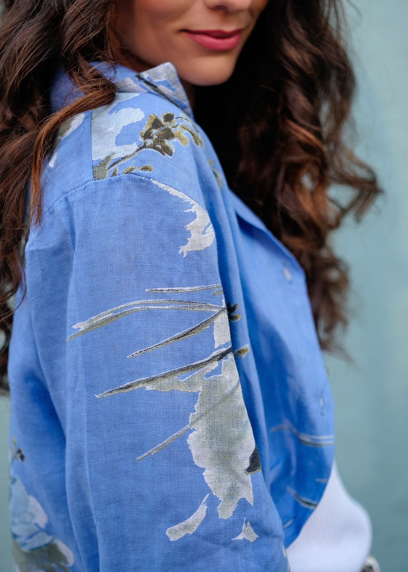 Lino 100% Linen Cropped Jacket in Heirloom Bloom Monet Meadow