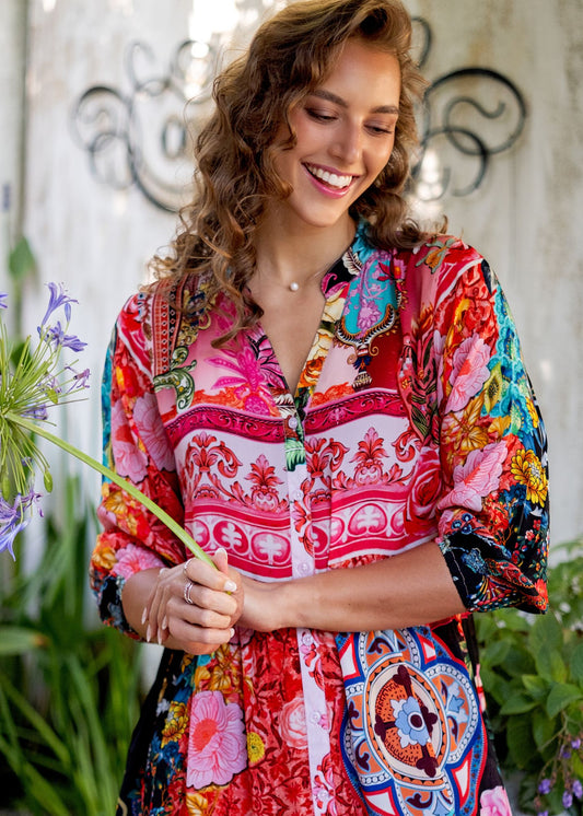 Sophie Frill Dress in Royal Summer