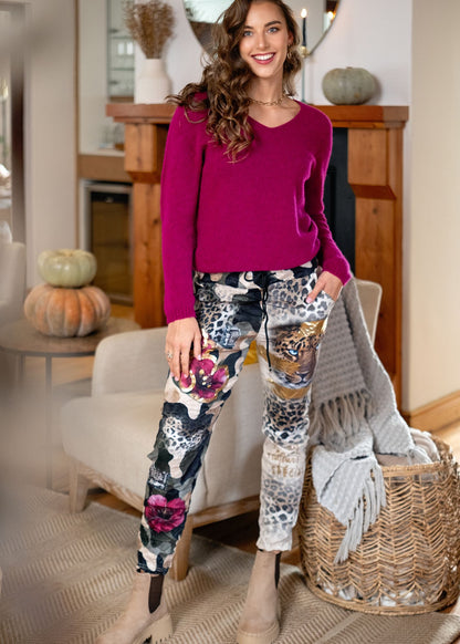 Serengeti Glam Graphic Slouch Pants in Twilight Stalk