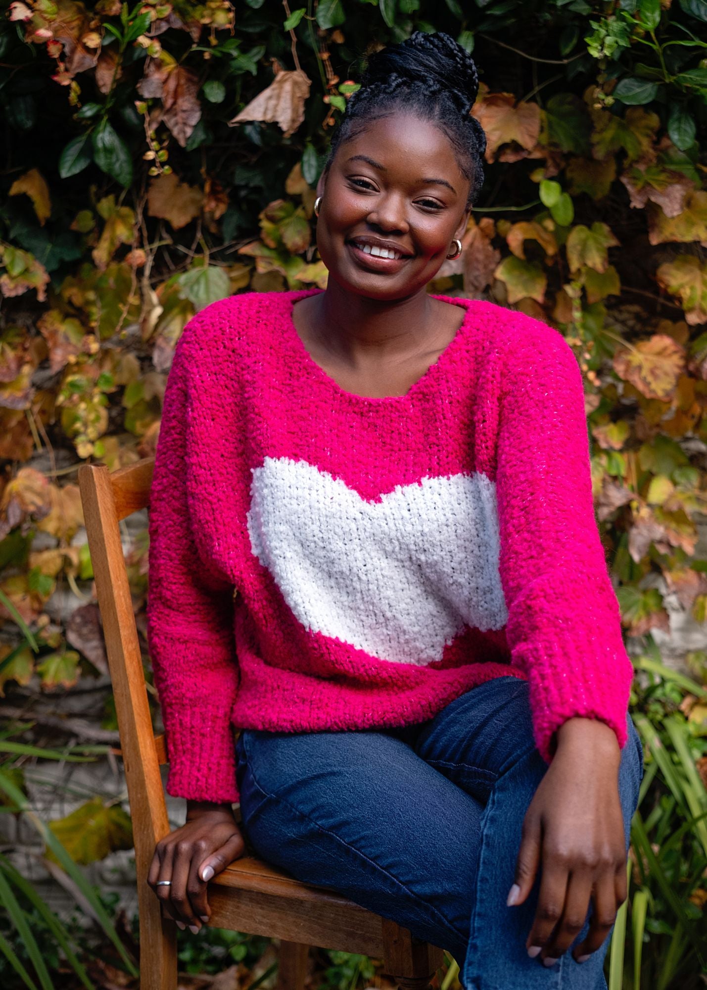 Sweetheart Chunky  Round Neck Knit in Pink