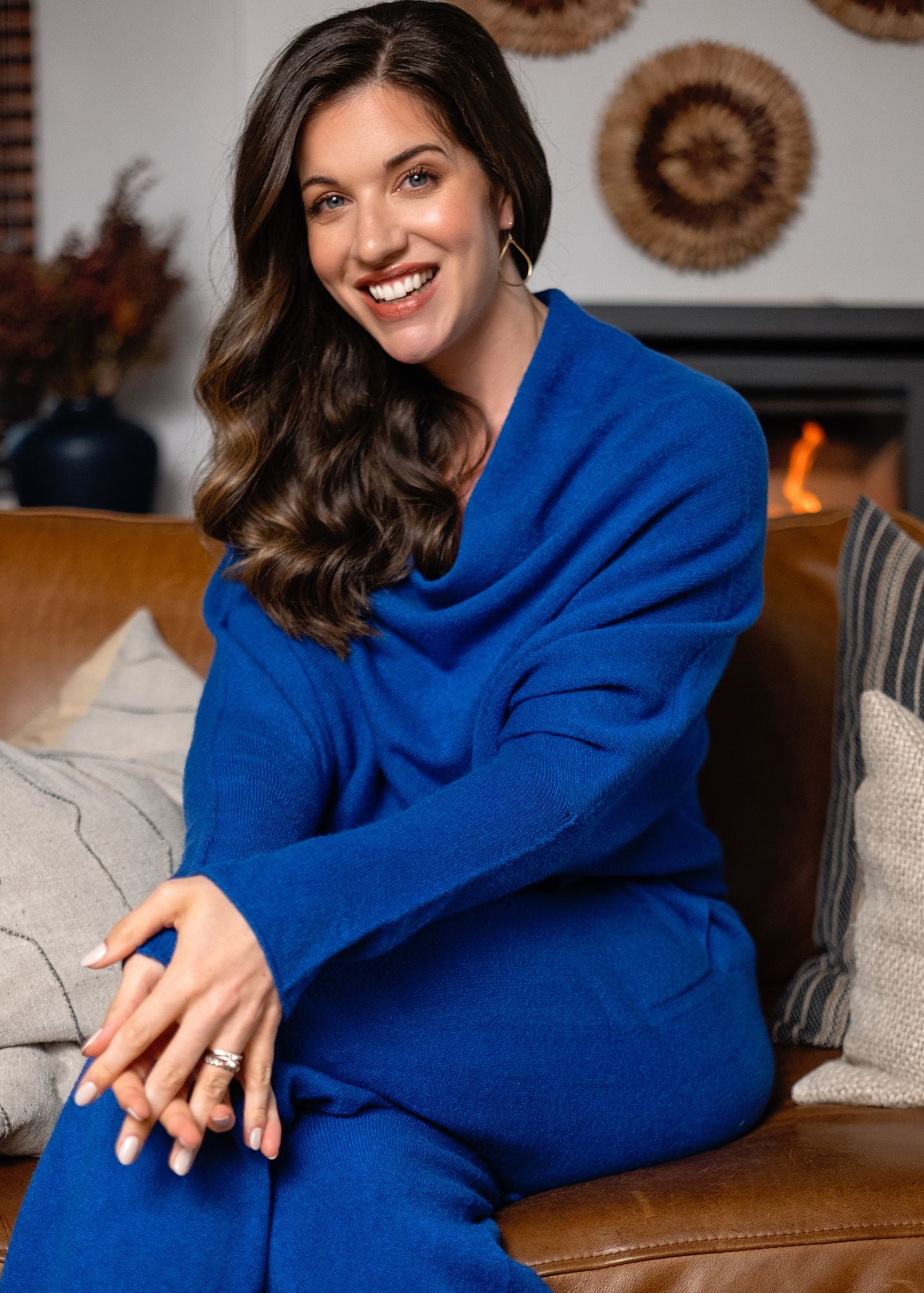 Urban Cozi Knit Pants in Cobalt Blue