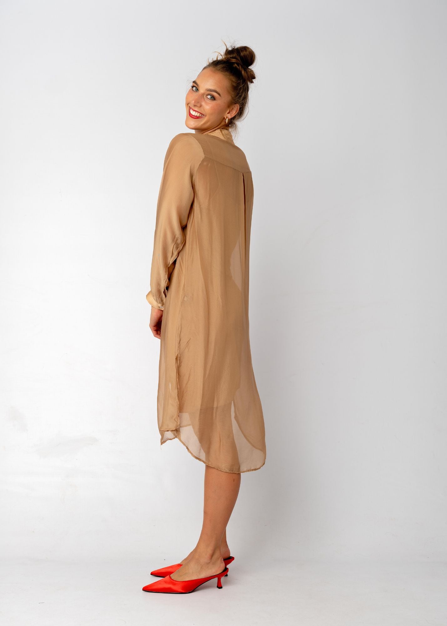 La Seta Dress with Long Sleeve —I Love You A Latte