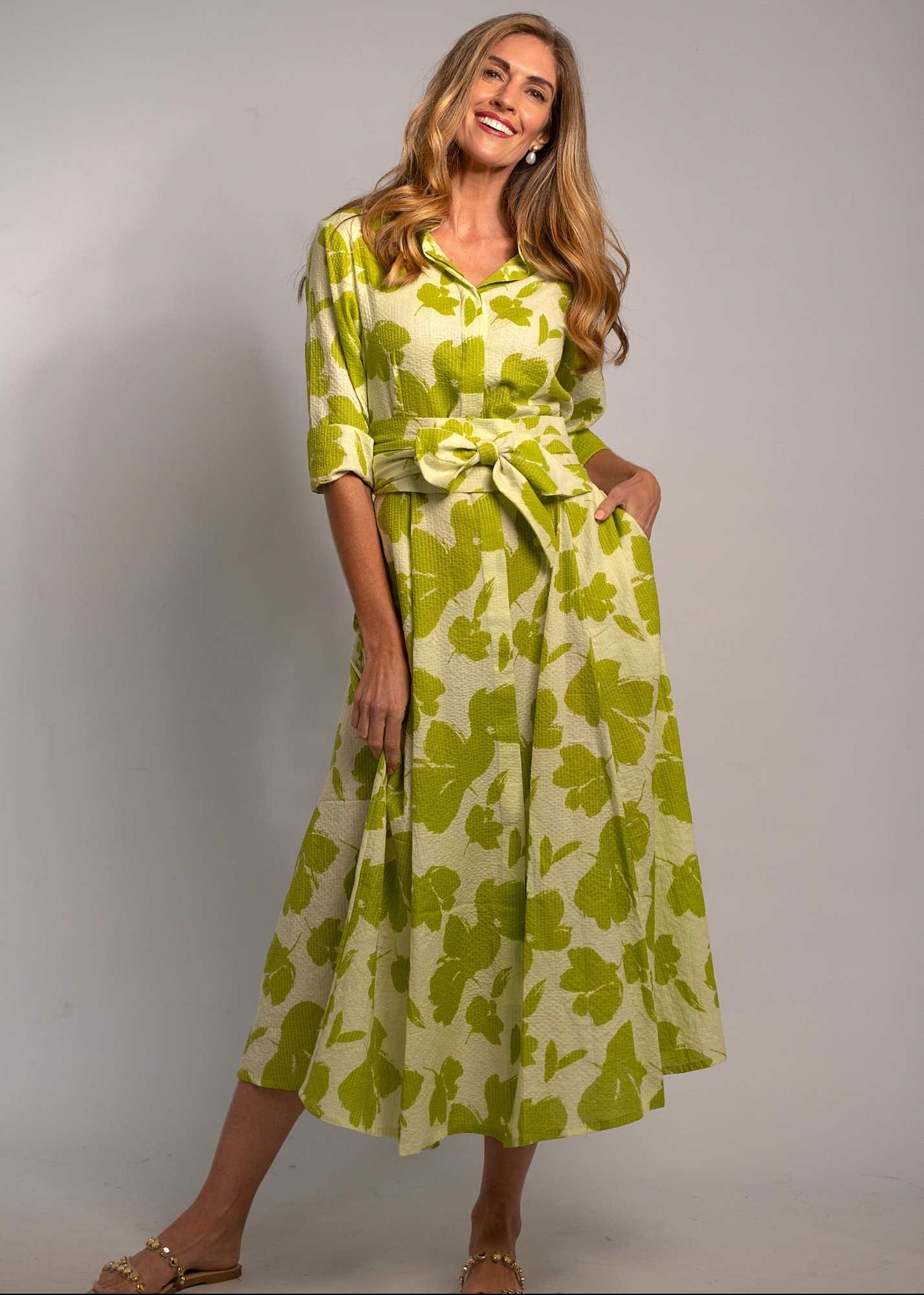 Marigold Dress in Green and Lime Floral