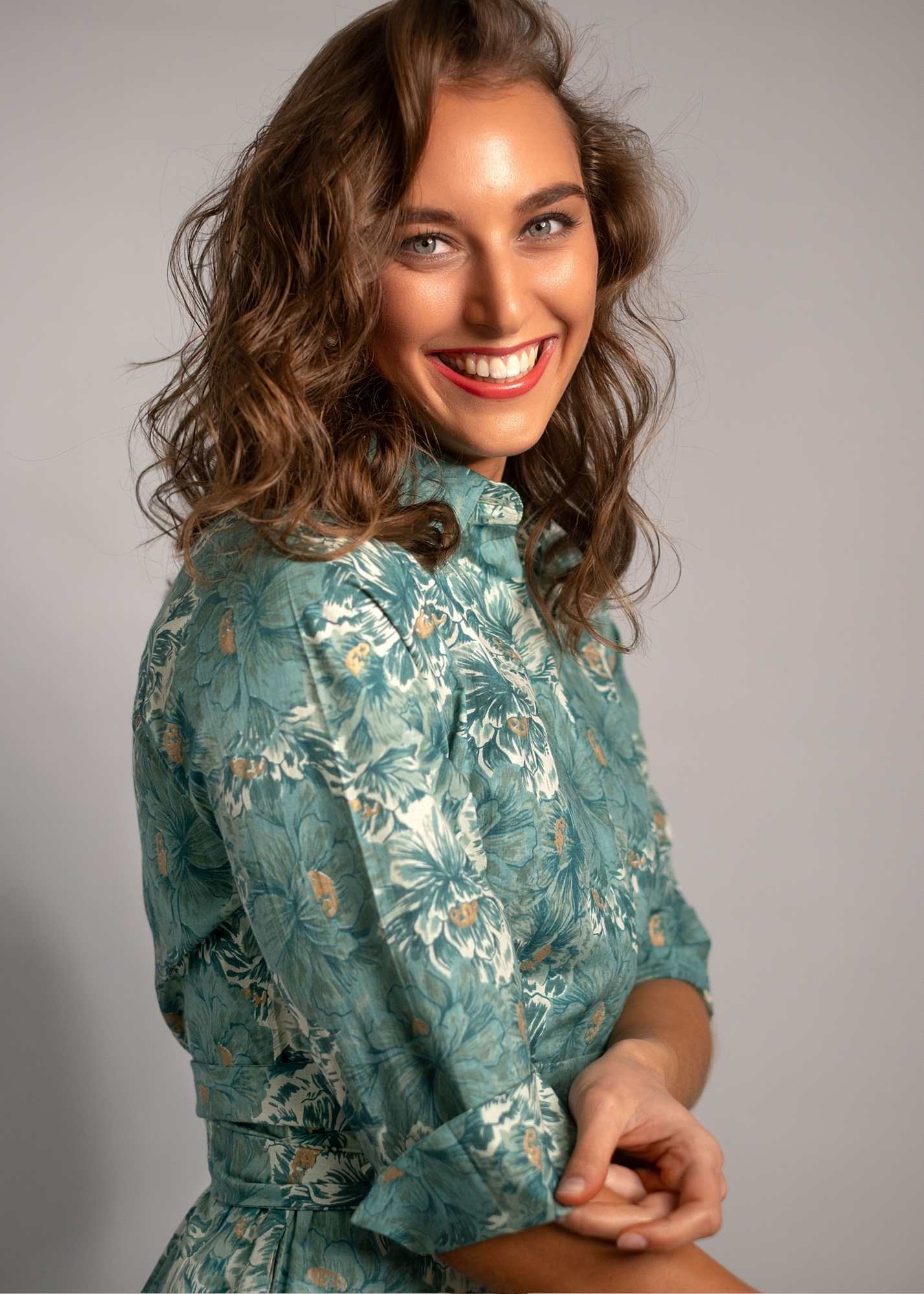 Marigold Dress in Teal Flower