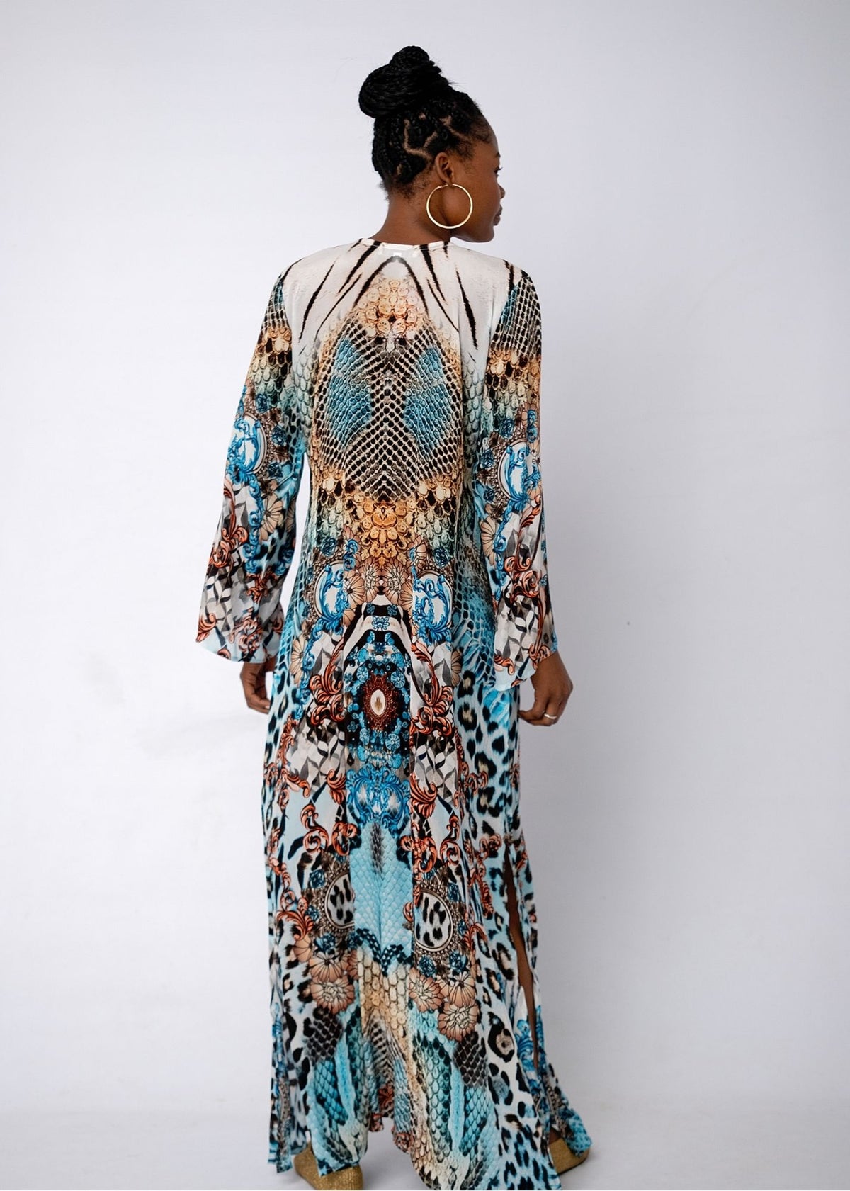 Lanira Dress in Animal Turquoise Print