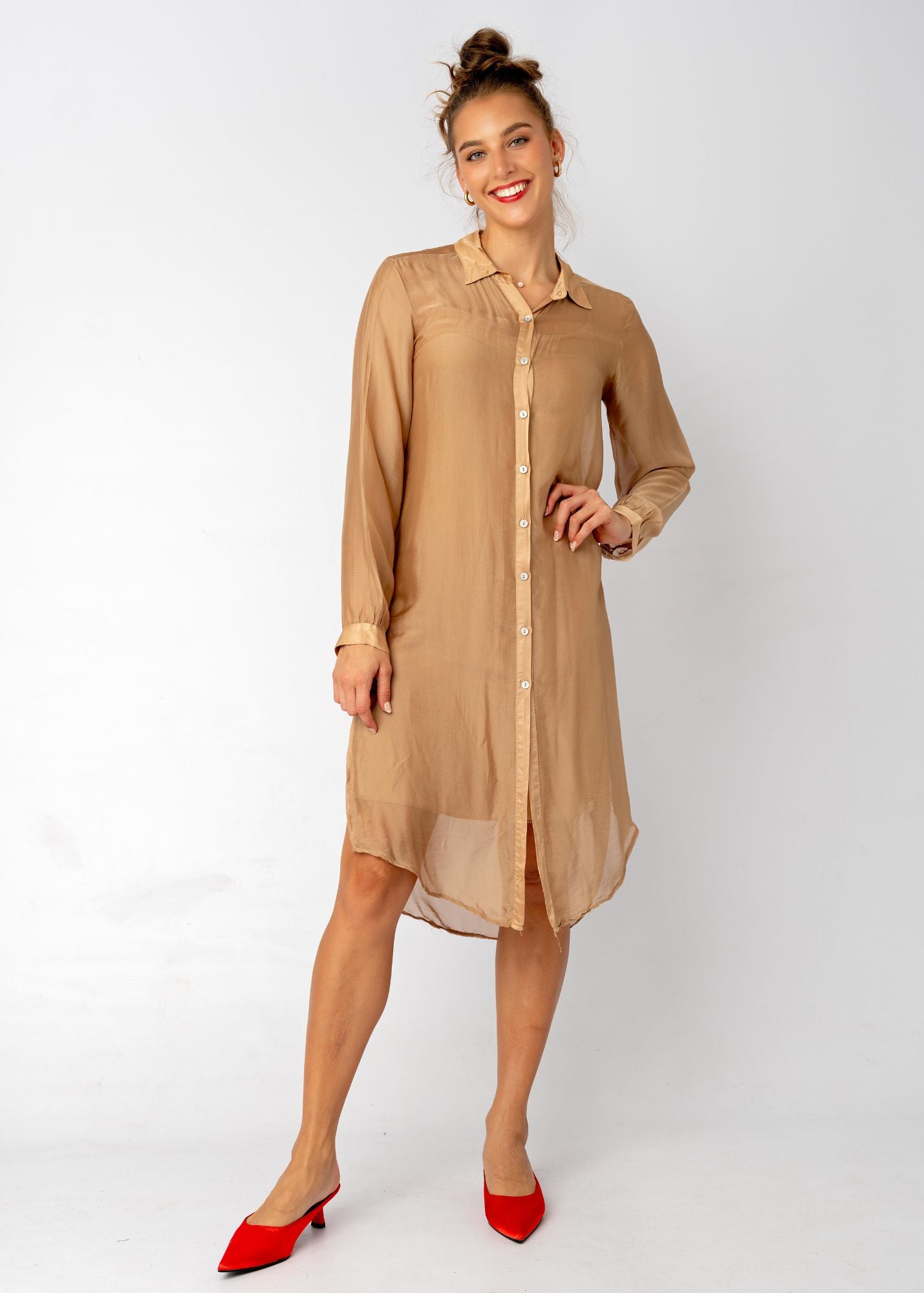 La Seta Dress with Long Sleeve —I Love You A Latte