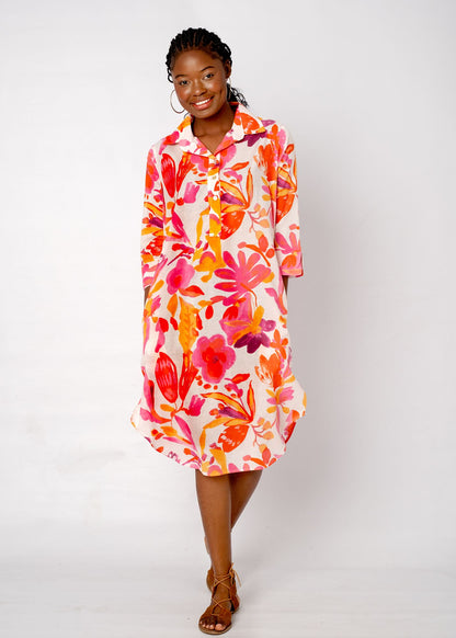 Gaby shirt dress in Pink and Coral