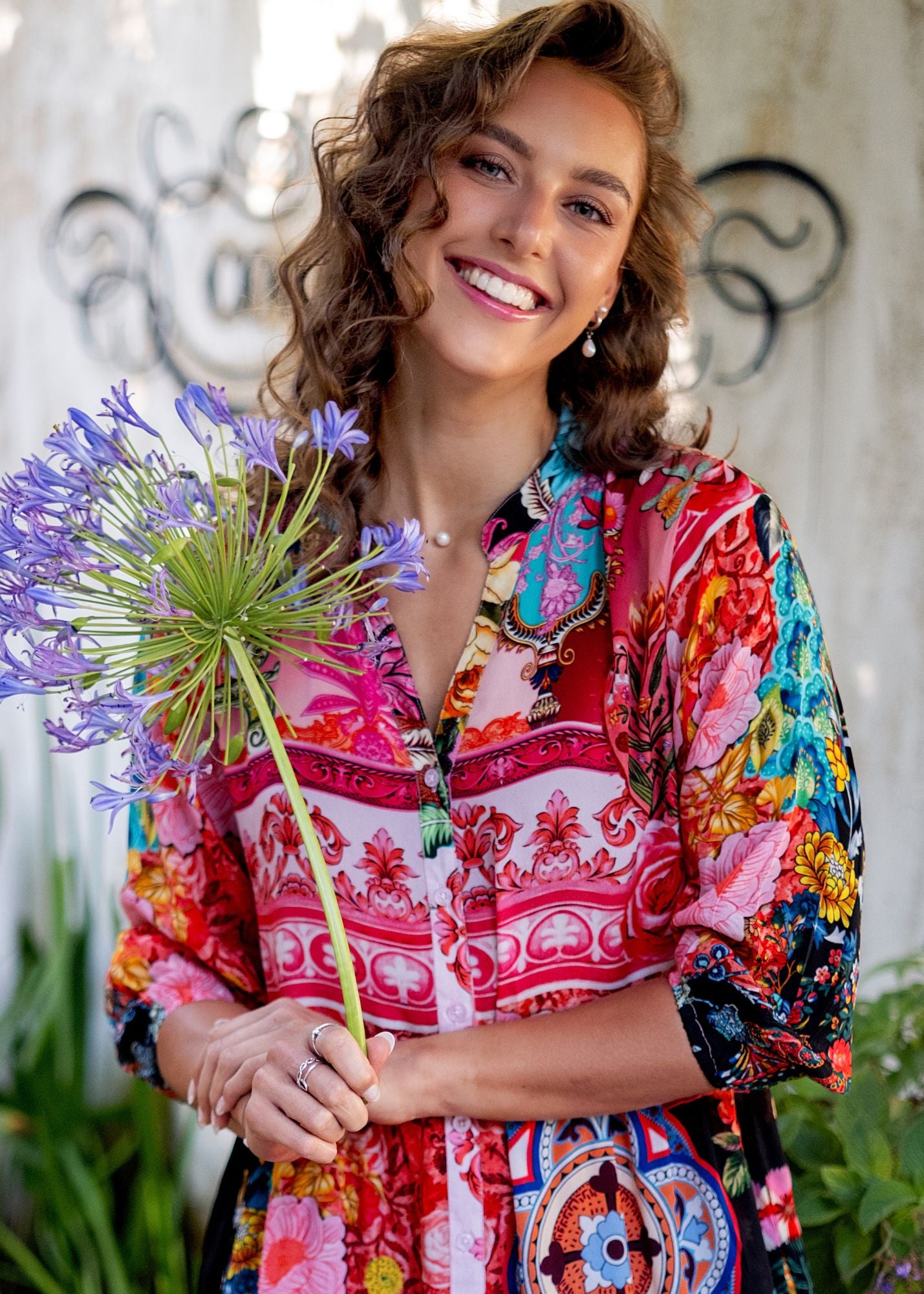 Sophie Frill Dress in Royal Summer