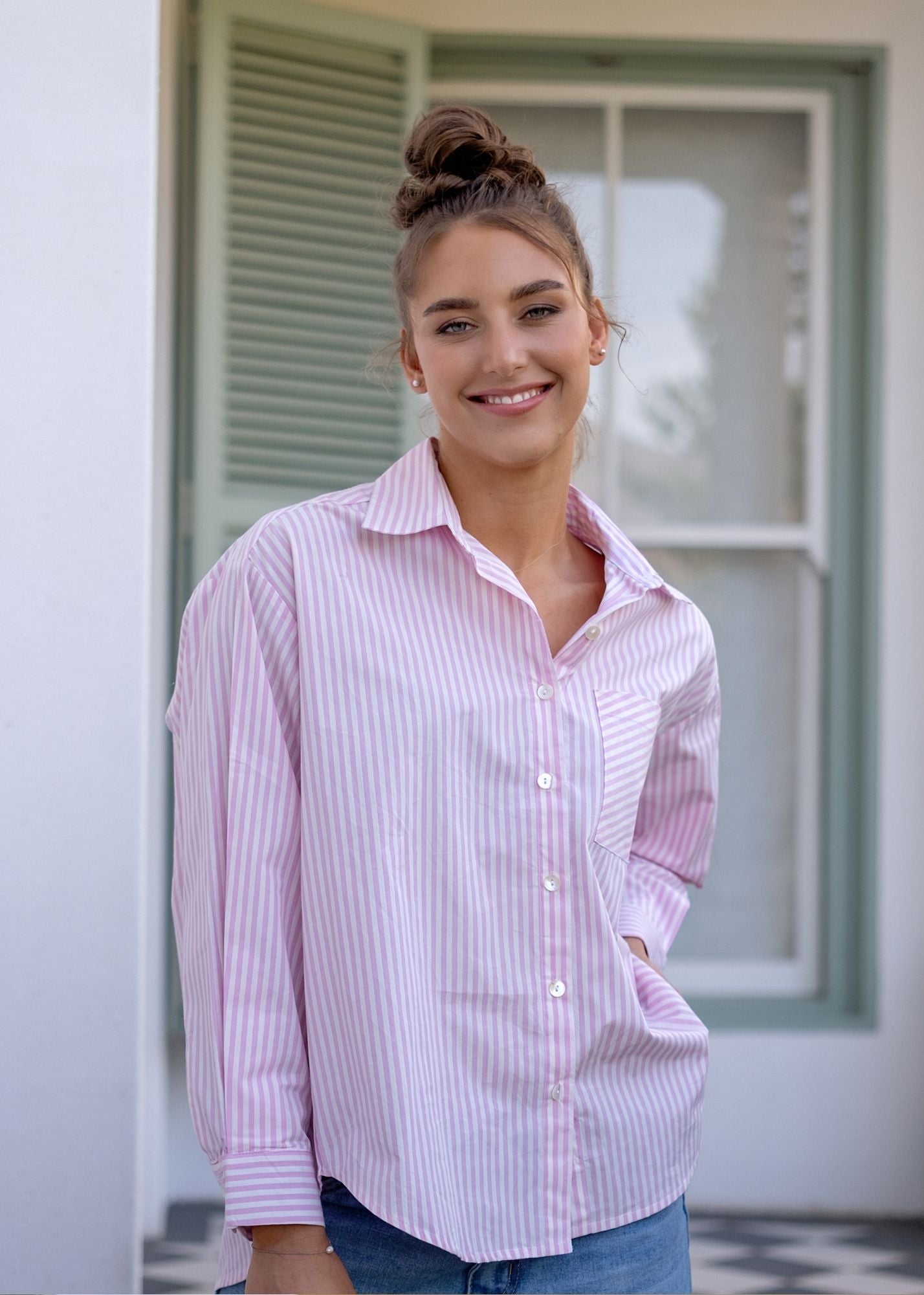 Fleur Shirt in Snapdragon Stripe