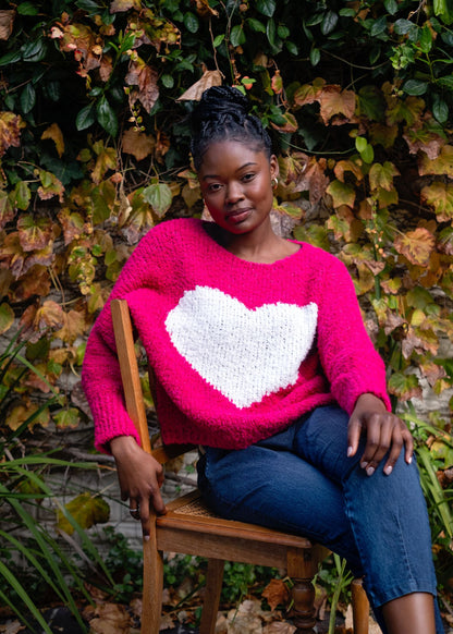 Sweetheart Chunky  Round Neck Knit in Pink