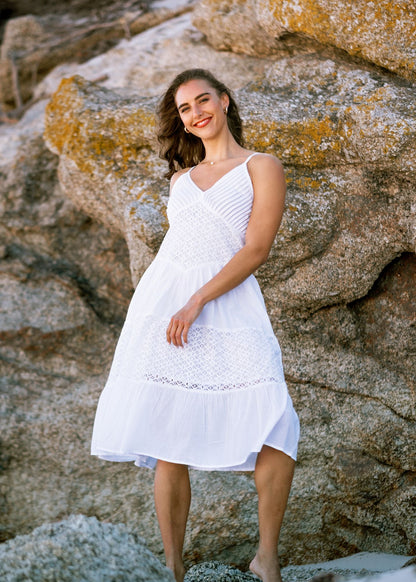 The Nerissa Dress in Surf White