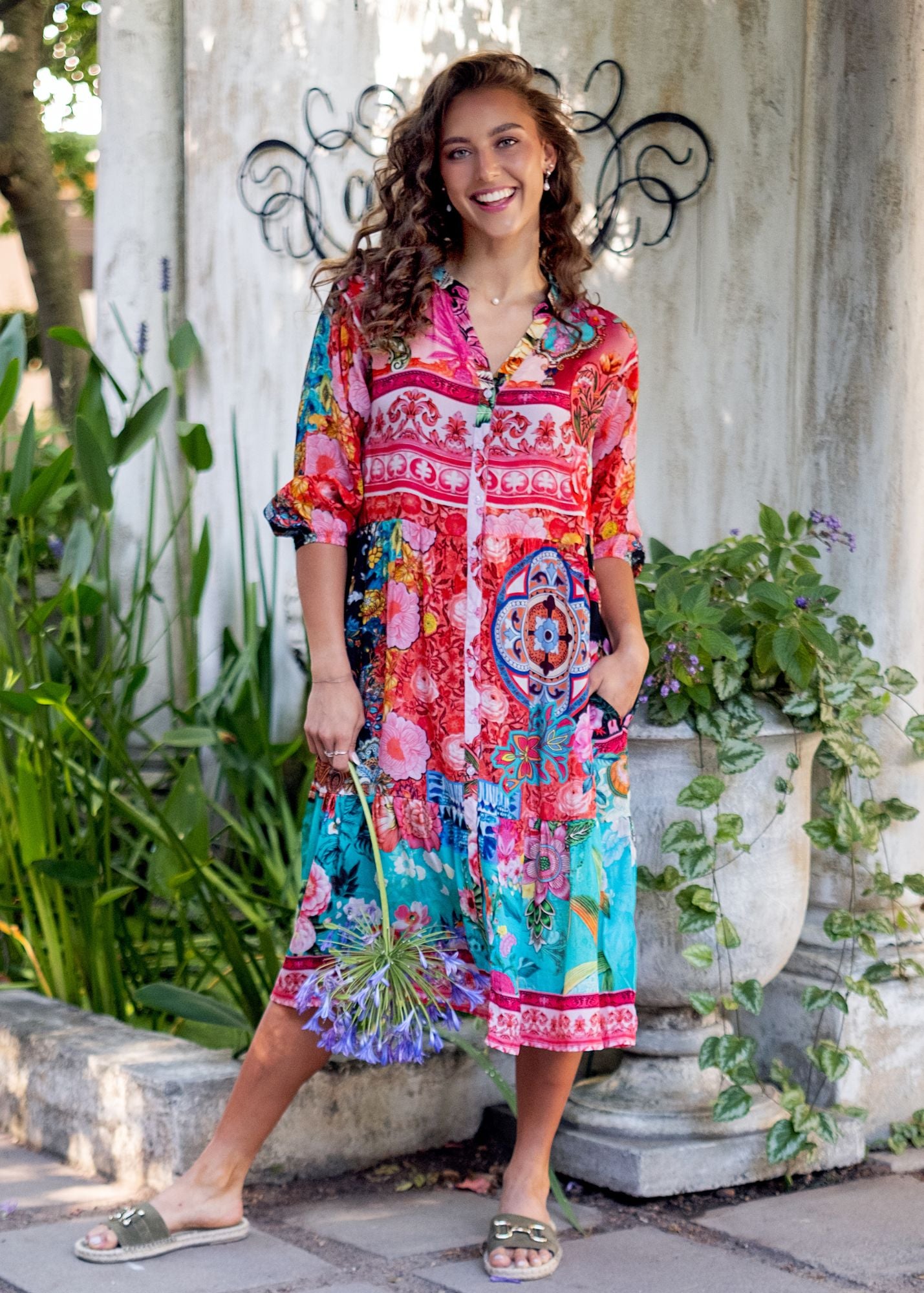 Sophie Frill Dress in Royal Summer