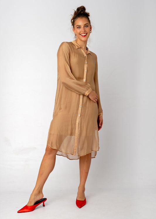 La Seta Dress with Long Sleeve —I Love You A Latte