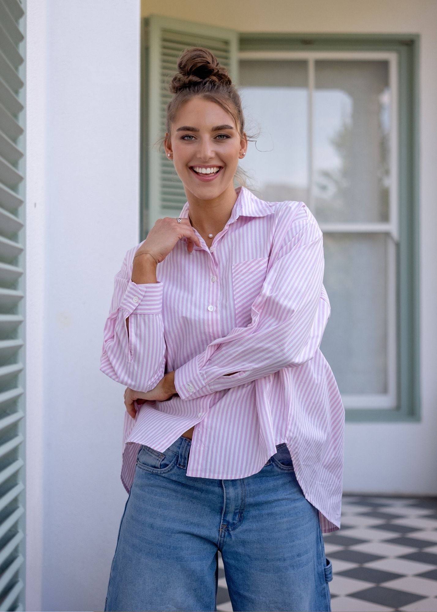 Fleur Shirt in Snapdragon Stripe